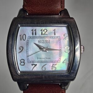 Ladies Ecclissi Sterling Silver 925 Watch 31mm Cushion Case Mother of Pearl RUNS